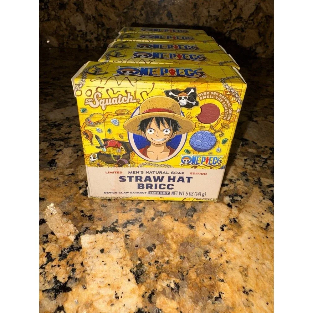 Lot Of 5 Limited Edition Dr. Squatch x One Piece Straw Hat Bricc Bar Soap
